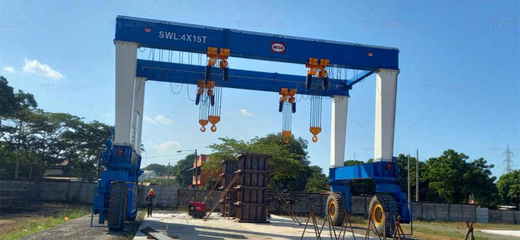 60 Ton Rubber Tyred Gantry Crane for Precast Concrete Handling